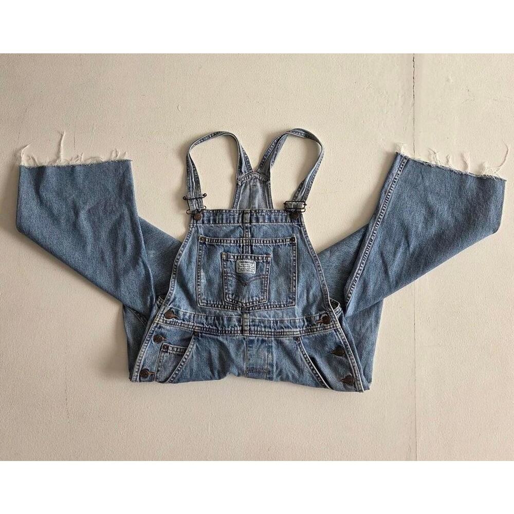 Vintage Levi’s Denim Overalls Medium Wash Wide Leg Minimal 90s Y2K